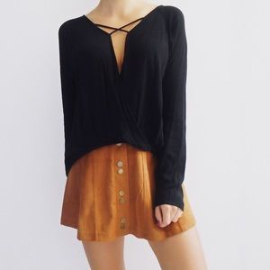 New! Black Criss Cross Top